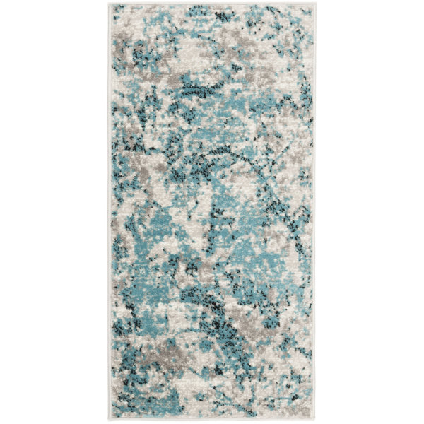 Wrought Studio Cohan Abstract Blue/Ivory Area Rug & Reviews Wayfair